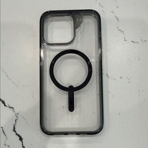 Clear IPhone 15 pro max Case with Black magsafe Holder
